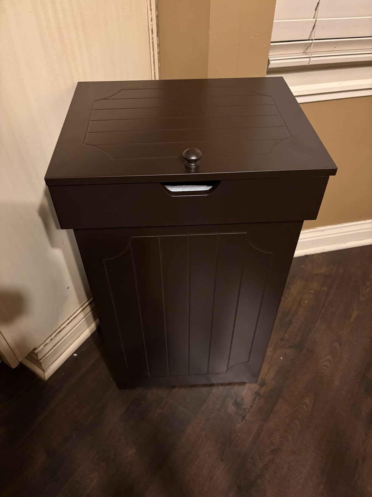Function Home Trash Can Cabinet, 13 Gallon Kitchen Garbage Can, Wood Recycling Trash Bin, Freestanding Dog Proof Trash Can, Farmhouse Trash Cabinet with Lid for Home Kitchen Bathroom, Grey customer photo 1