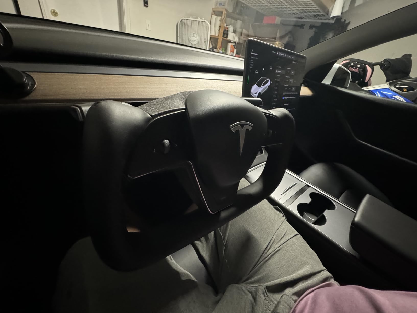 Black Microfiber Leather Yoke Steering Wheel with Heating Function Fit for Tesla Model 3/Y 2017-2023 customer photo 1