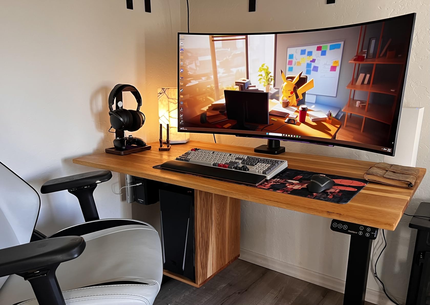 ARES WING Ultrawide Monitor Arm for 17 to 49 Inch and 44 Lbs Screen, White | Pro Gas Spring, Full Range of Motion, for 75/100 Vesa Mount, for Samsung, LG Curved/Flat Monitor, with C Clamp, Grommet Base customer photo 1