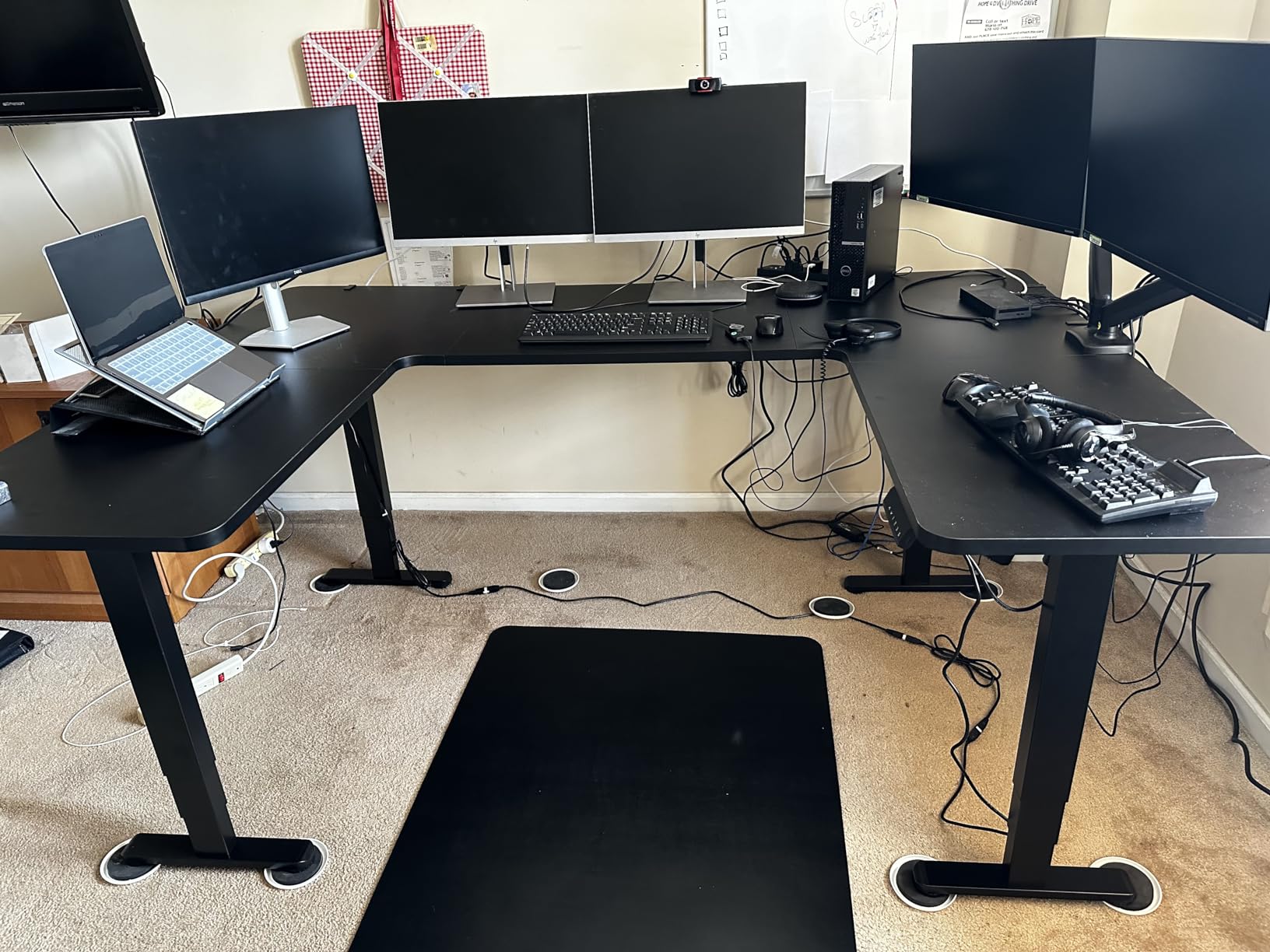 VIVO Black U-Shaped 83 x 60 in Standing Desk, DESK-E4UBB | Electric, Holds 220 lbs, Large, Sit Stand, Height Adjustable, Memory Presets, Black Top, Black Frame customer photo 2