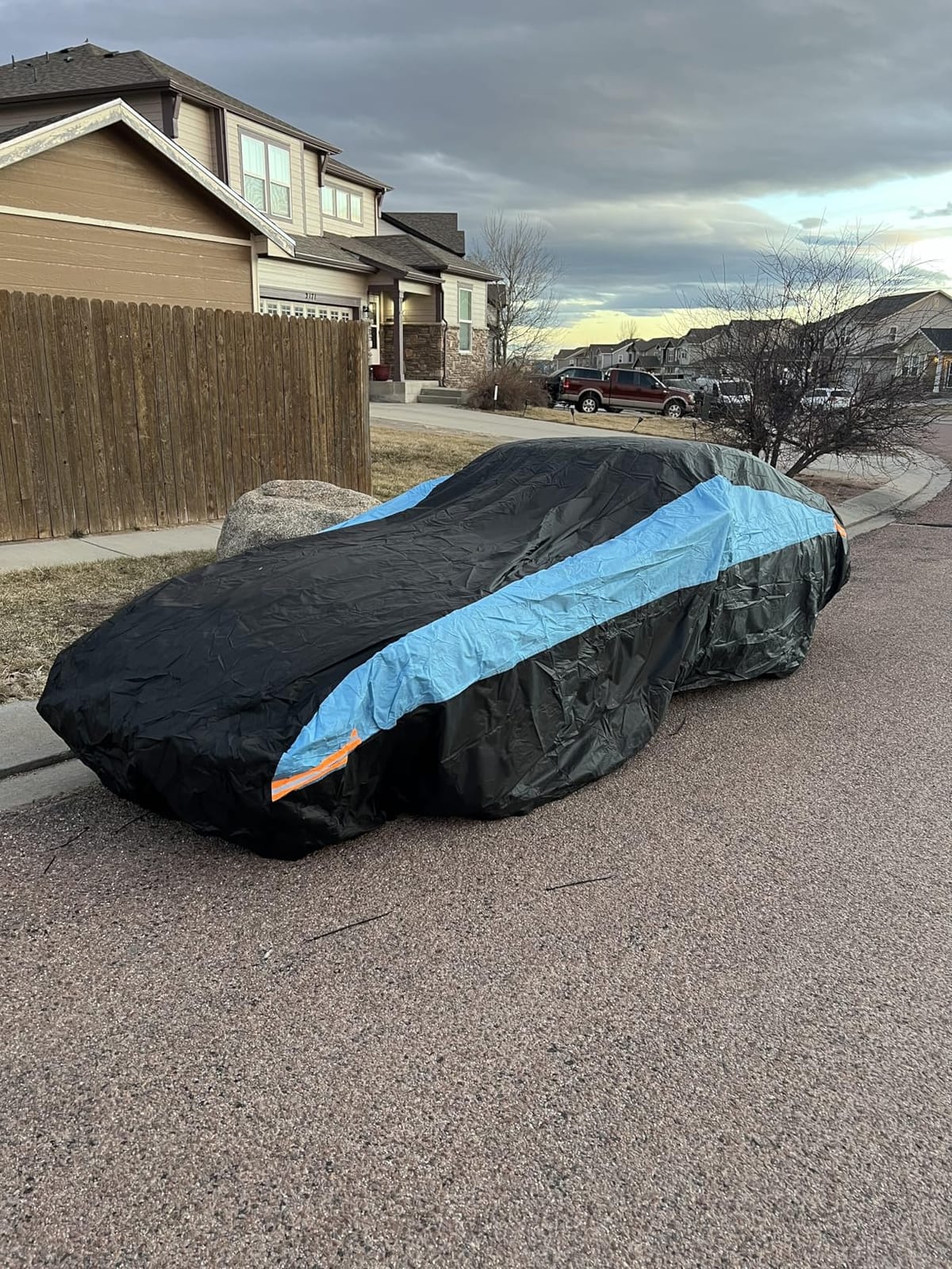 MORNYRAY Waterproof Car Cover All Weather Snowproof UV Protection Windproof Outdoor Full Truck Cover, Universal Fit for (All Black, Fit Truck Length 210-230 inch) customer photo 2