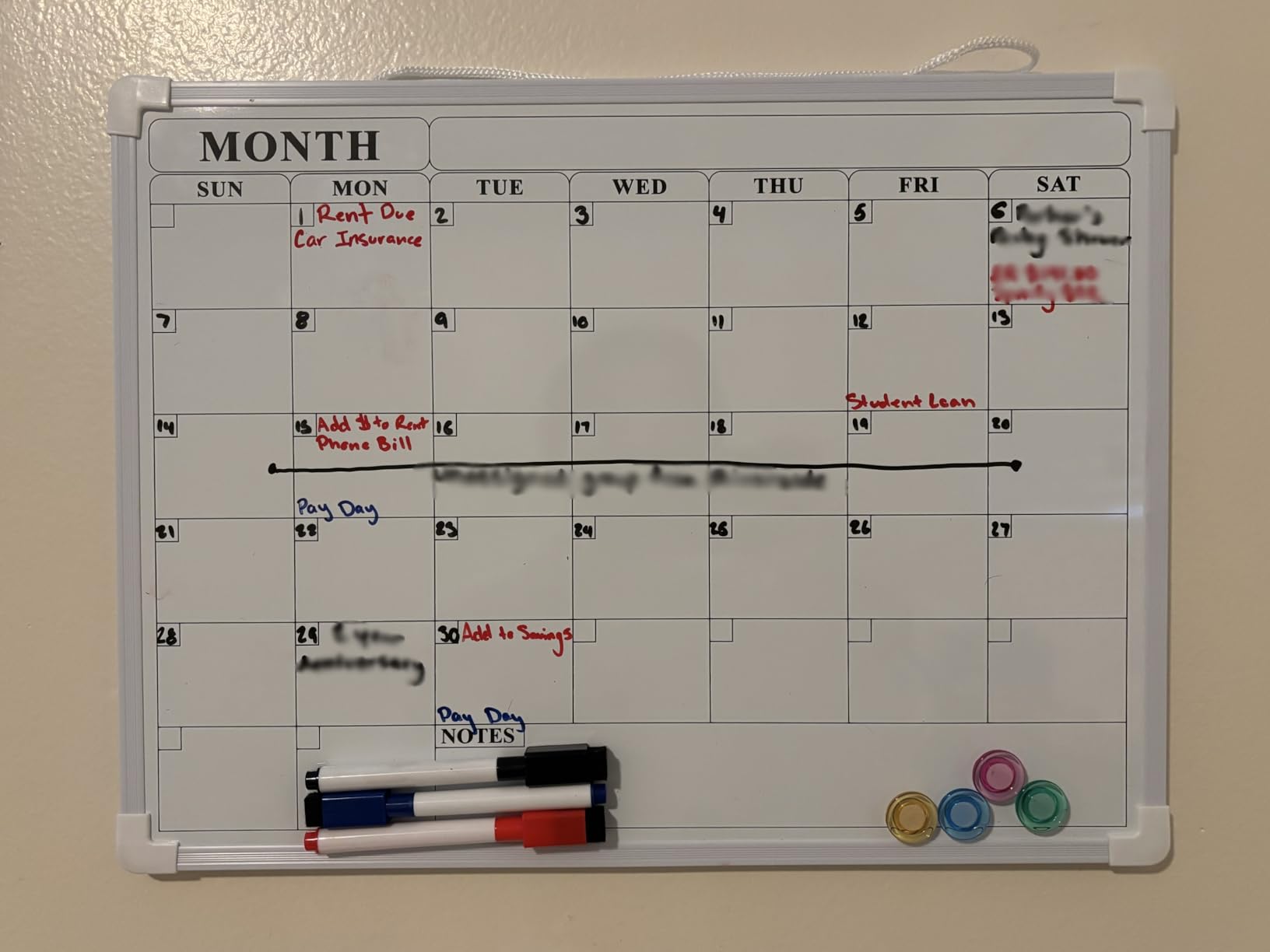 MaxGear Monthly Calendar Dry Erase Board for Wall, 16