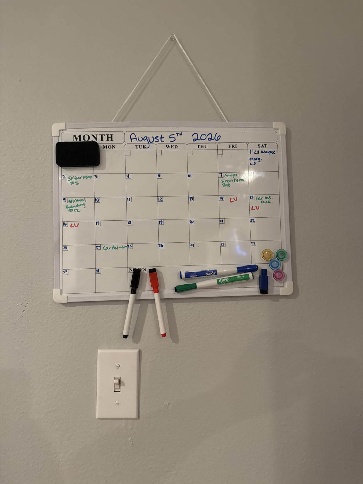 MaxGear Monthly Calendar Dry Erase Board for Wall, 16