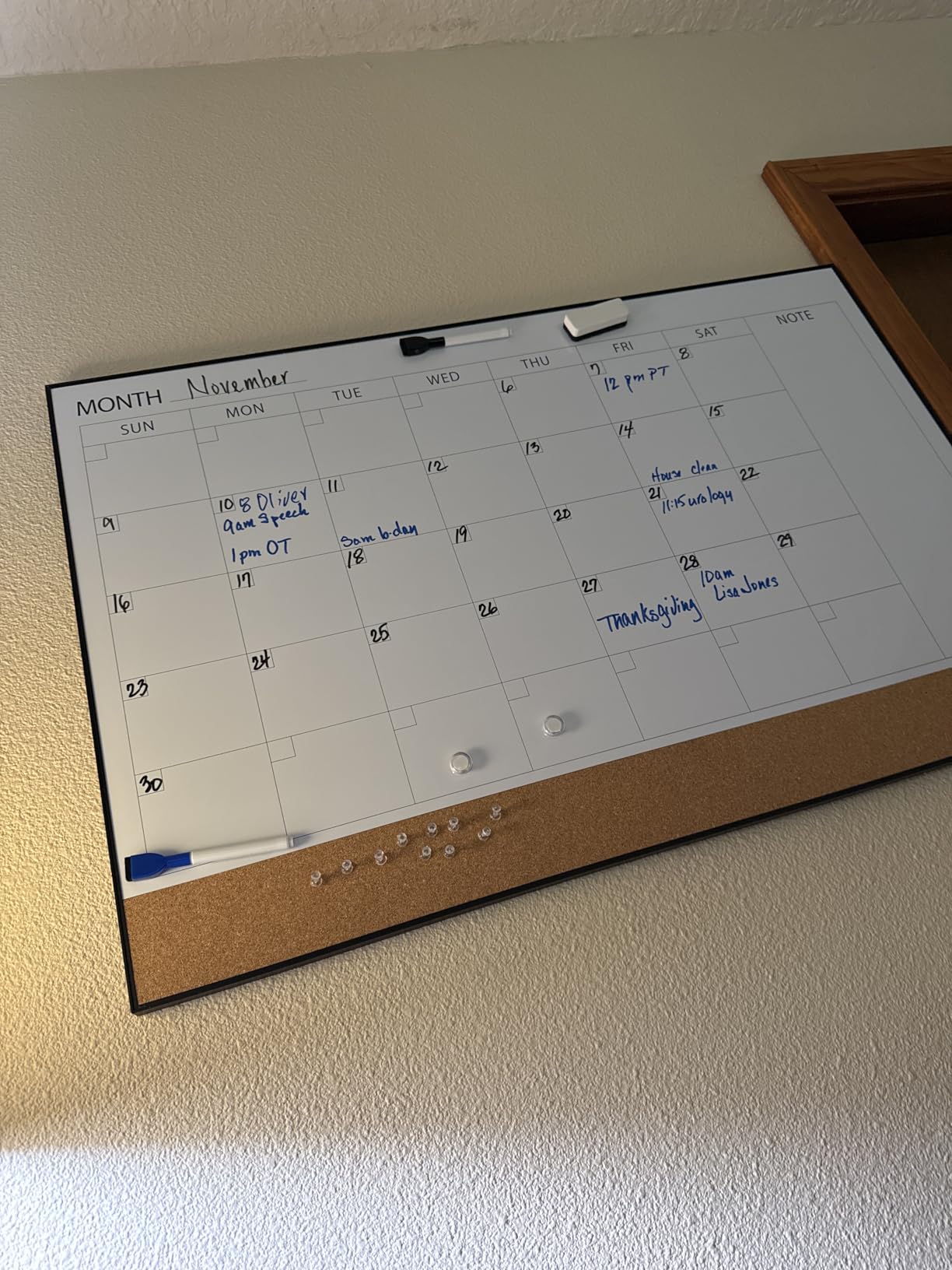 ARCOBIS Dry Erase Calendar with Cork Board for Wall | 24