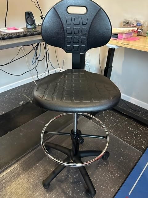TAKE UR SEAT Drafting Stool Blue - Easy to Clean! Ergonomic Polyurethane Chair, Seat Height Adjustable (23