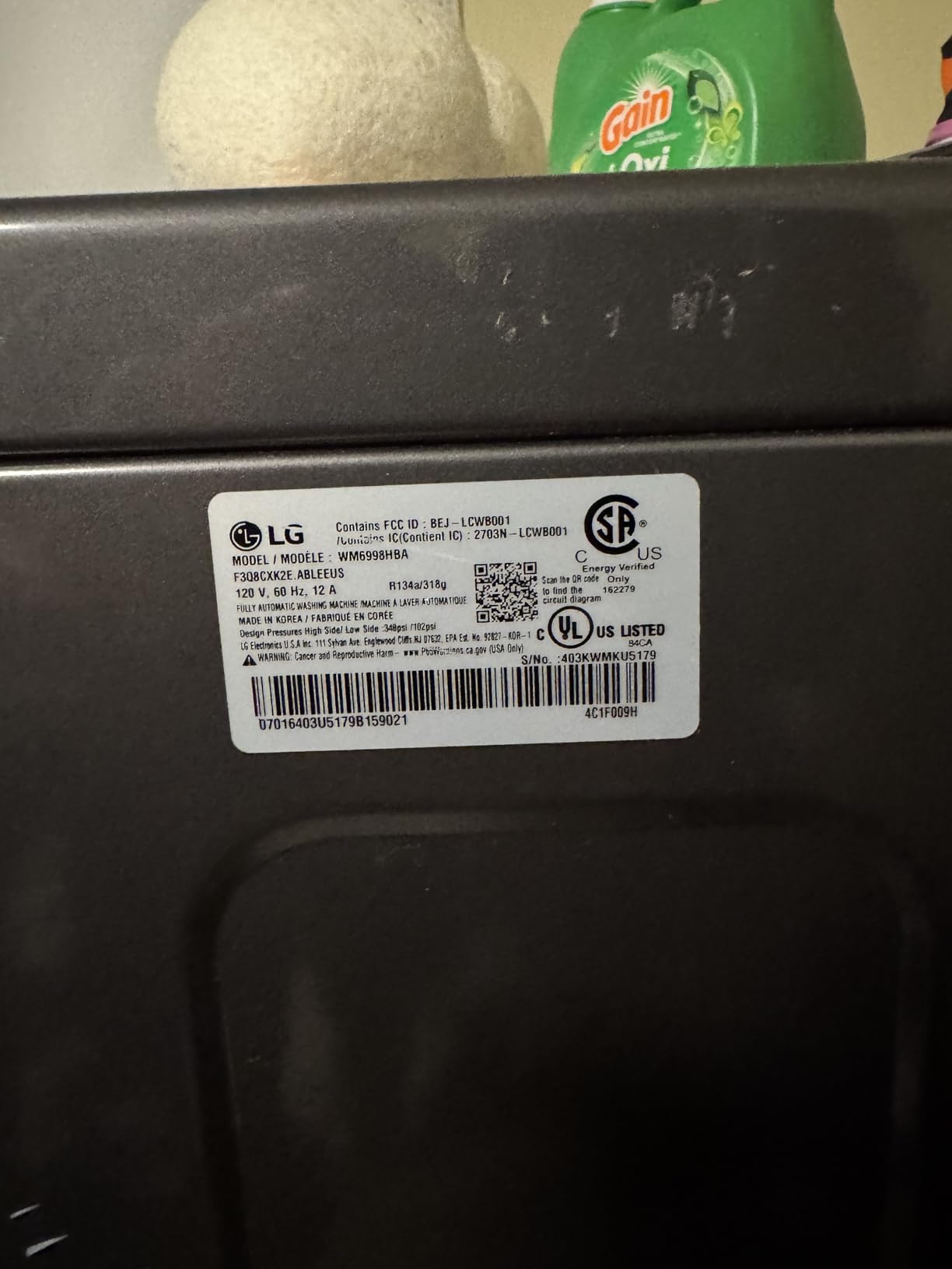 LG 5.0 cu. ft. Mega Capacity Smart Front Load Electric All-in-One Washer Dryer Combo with TurboWash360 WiFi in Black Steel customer photo 1