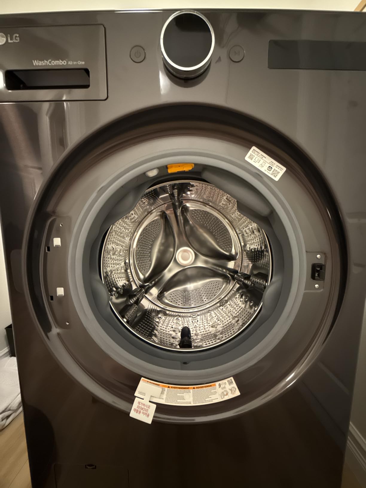 LG 5.0 cu. ft. Mega Capacity Smart Front Load Electric All-in-One Washer Dryer Combo with TurboWash360 WiFi in Black Steel customer photo 2
