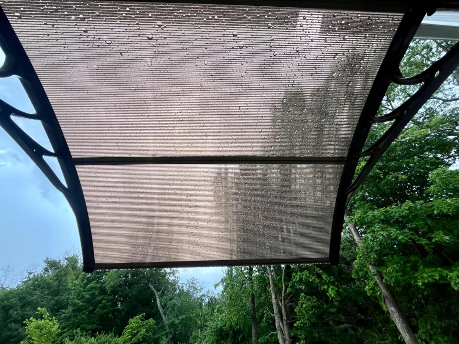 Goplus 46”x38” Window Door Awning, UPF 50+ Polycarbonate Awnings Exterior with Rain Snow Sunlight & UV Protection, Overhead Awning for Door Entrance, Patio & Porch customer photo 1