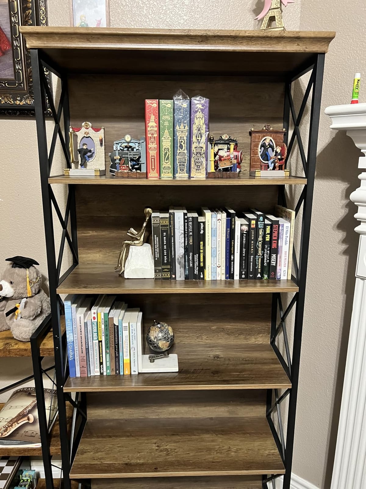 Tribesigns 6-Tier Bookcase, 71 Inches Industrial Bookshelves and Bookcases, Floor Standing 5 Shelf Display Storage Shelves Tall Bookcase for Home Office, Living Room, Bed Room, Brown and Black customer photo 1