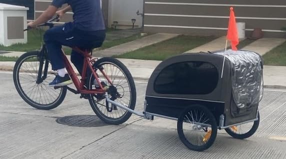 VEVOR Dog Bike Trailer, Supports up to 88 lbs, Pet Cart Bicycle Carrier, Easy Folding Frame with Quick Release Wheels, Universal Bicycle Coupler, Reflectors, Flag, Collapsible to Store customer photo 2