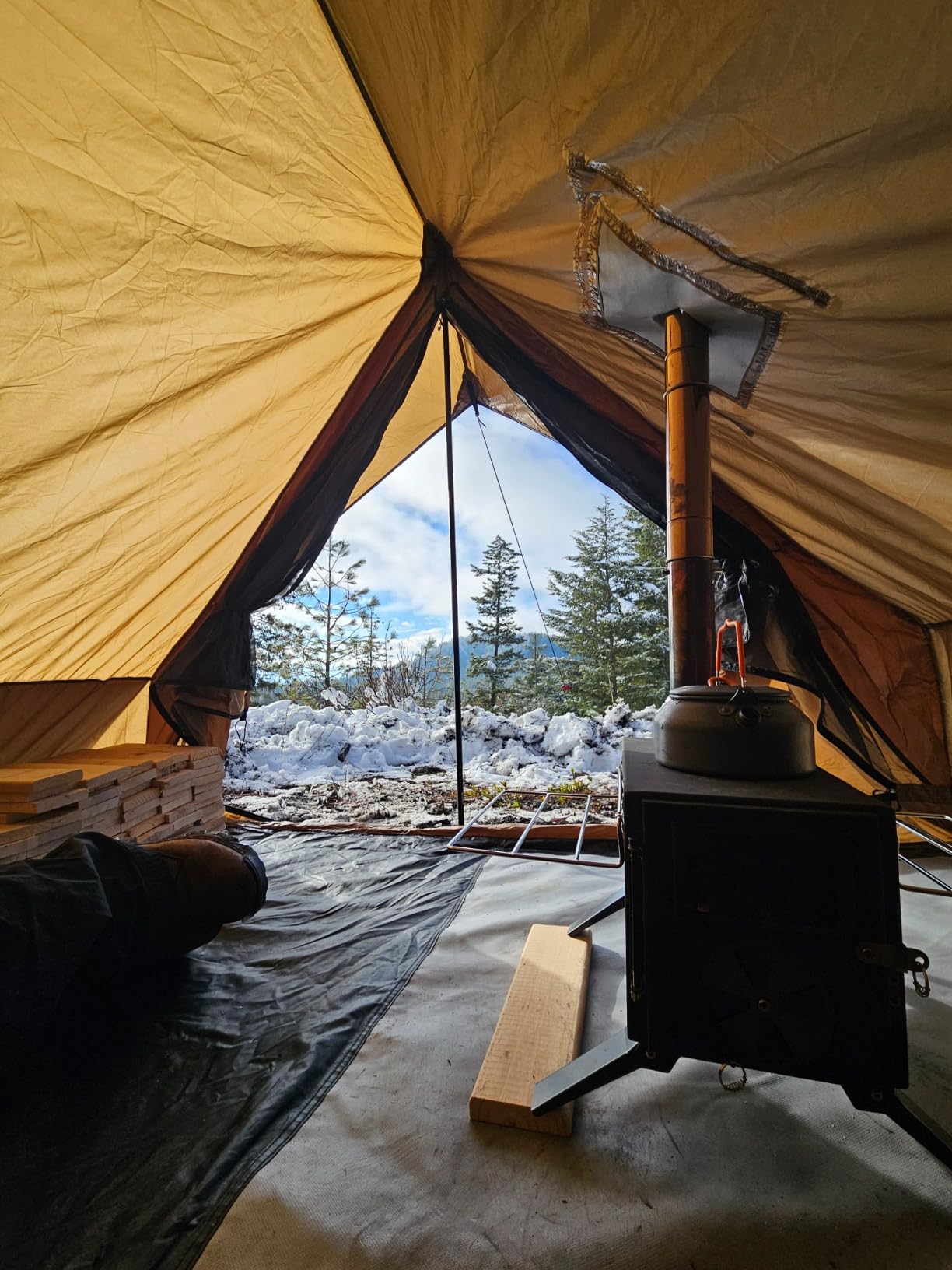 POMOLY Camping Hot Tent Cabin Tent, Chalet 70 Series Portable Wall Tents with Stove Jack and Two Poles for 2-3 Person Hiking, Backpacking customer photo 2