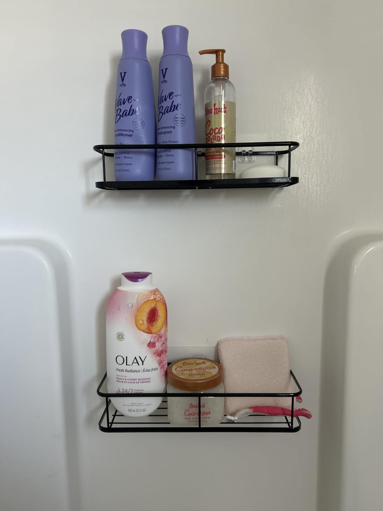 YASONIC Shower Caddy Adhesive, Rustproof Shower Organizer, Large Capacity Shower Shelves for Inside Shower, No Drilling Bathroom Organizers and Storage for Home Decor (2 Pack Black) customer photo 1