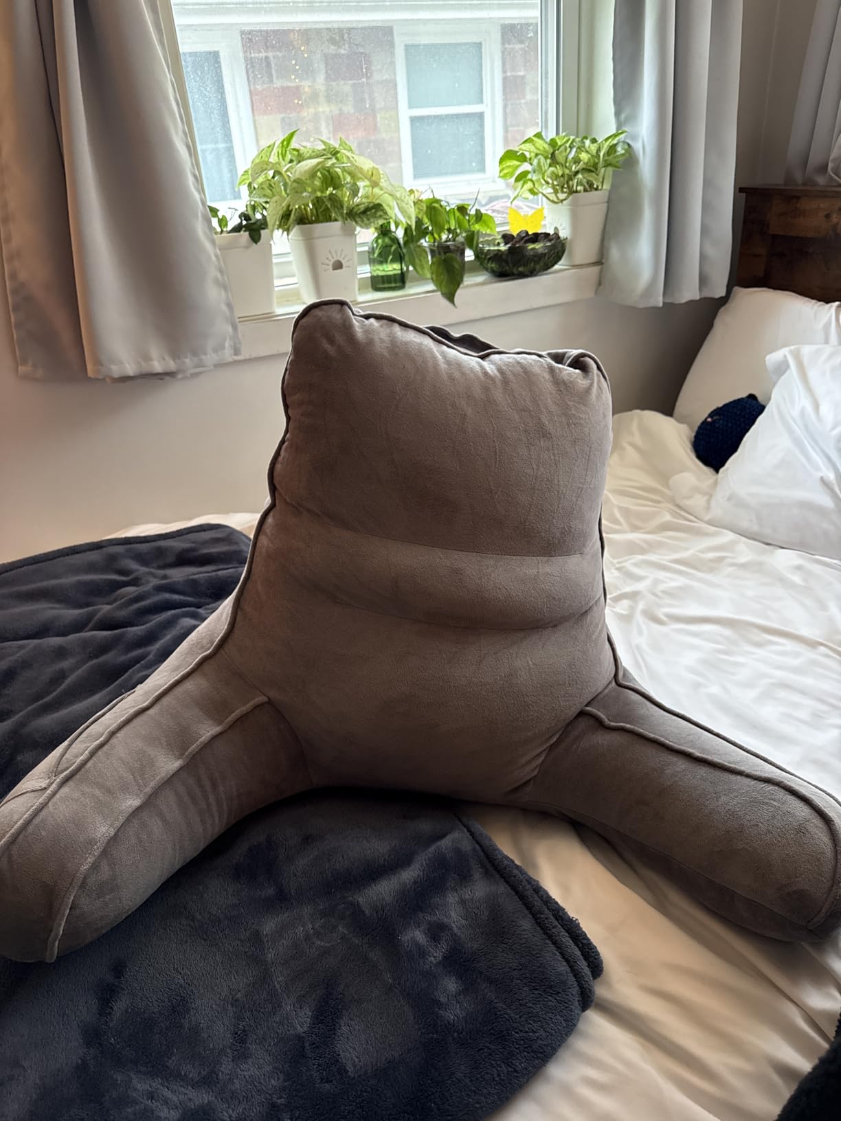 Sasttie Reading Pillow for Bed, Back Pillow for Sitting Up, Dark Grey | 18