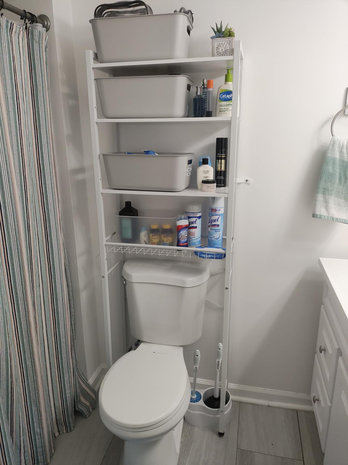 Kalrin Over-The-Toilet Storage Rack, 4-Tier Bathroom Organizer Shelf Over Toilet with Adjustable Shelf and Basket, Freestanding Space Saver Bathroom Shelves Above Toilet for Room (Vintage Brown) customer photo 2