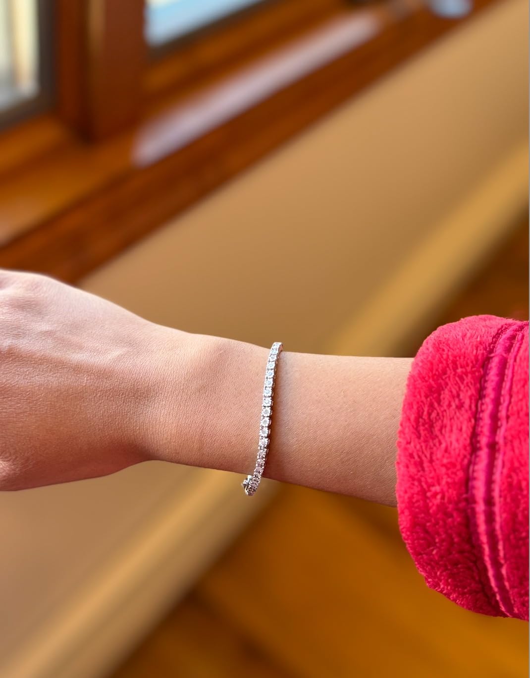 1.0 Cttw Miracle Set White Diamond Round Faceted Bezel Tennis Bracelet (I-J Color, I3 Clarity) - Choice of Metal Color and Size customer photo 1