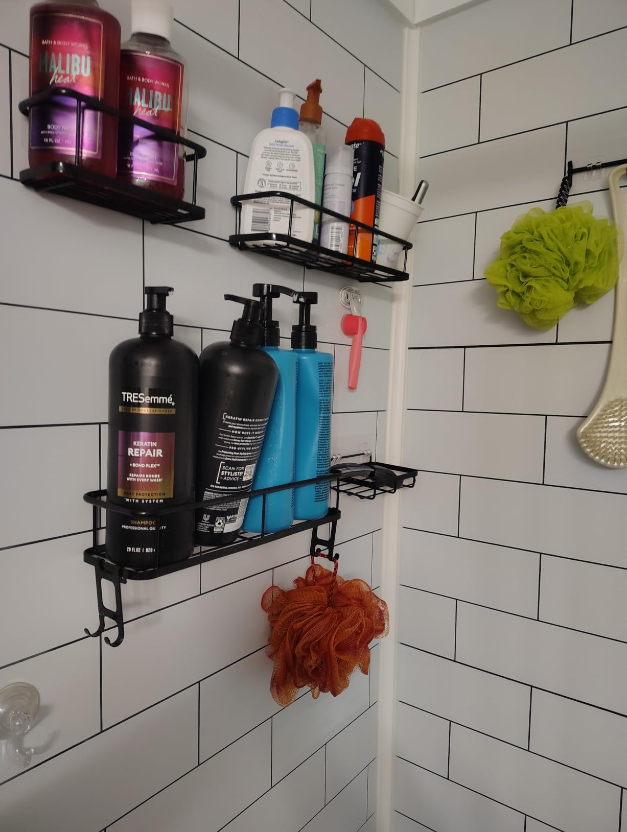 Shower Caddy Adhesive, Rustproof Shower Organizer with Soap Holder, Large Capacity Shower Shelves for Inside Shower, No Drilling Bathroom Organizers and Storage for Home Decor 6 Pack Black customer photo 2