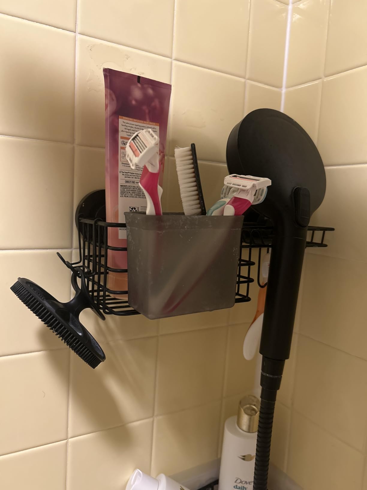 TAILI Shower Caddy Suction Cup with Hooks and Soap holder, Black customer photo 2
