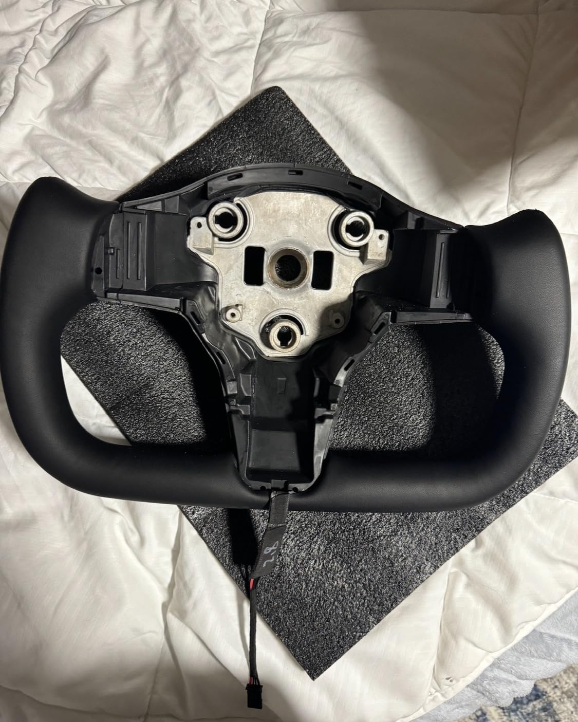 Yoke Racing Steering Wheel, Black Microfiber Leather without Front Trim for Tesla Model 3 2017-2023, Model Y 2019-2024 with Heating Function customer photo 2
