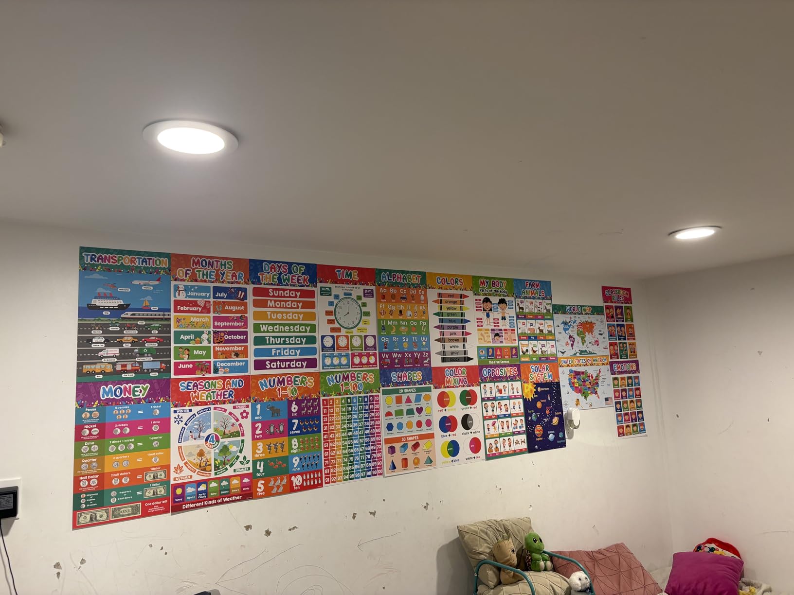 Decorably 20 Preschool Vibrant Learning Posters for Toddlers 1-3, 11x17in | Matte-Laminated Classroom Decor customer photo 1