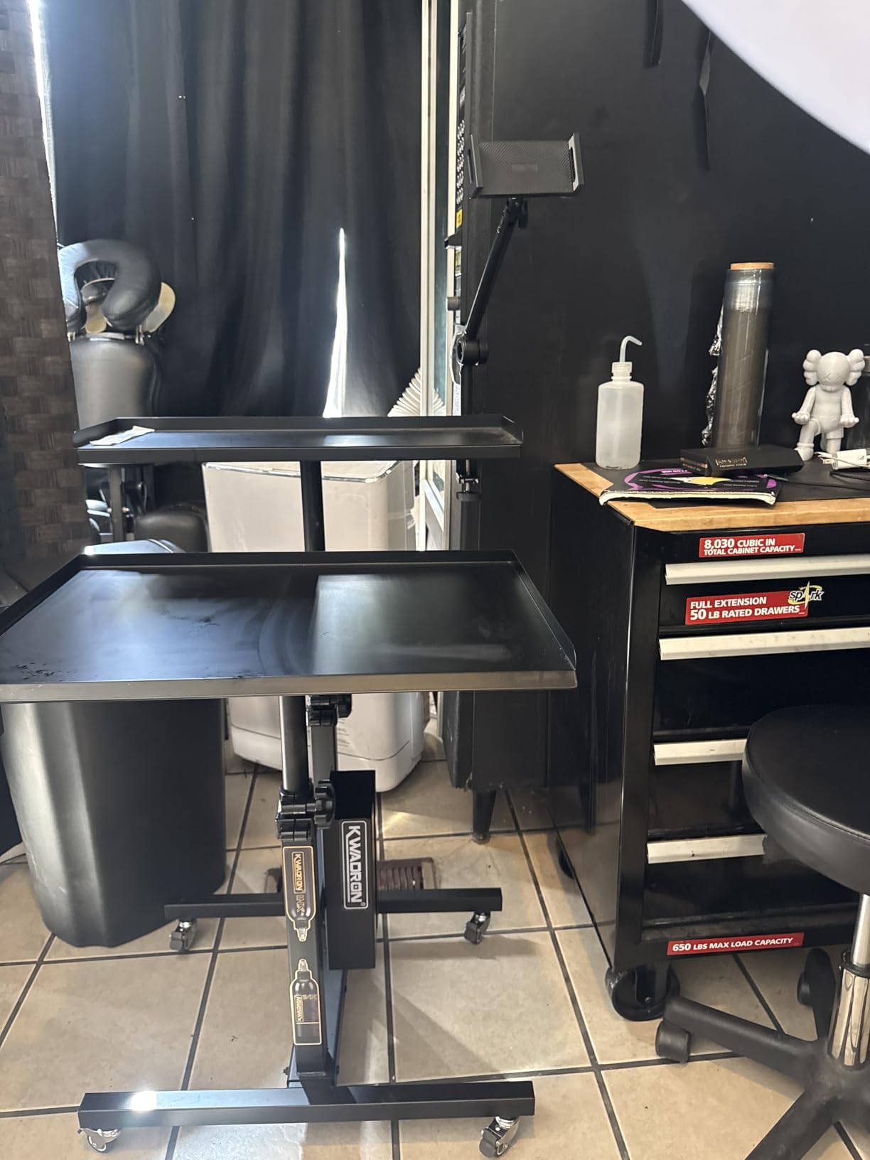 POARMEEY Rolling Tattoo Workstation Cart with Double Adjustable Trays | Tattoo Salon Tray with Wheels for Studio, Large Heavy Tattoo Station, Tattoo & Beauty Use, Phone Holder Included customer photo 2
