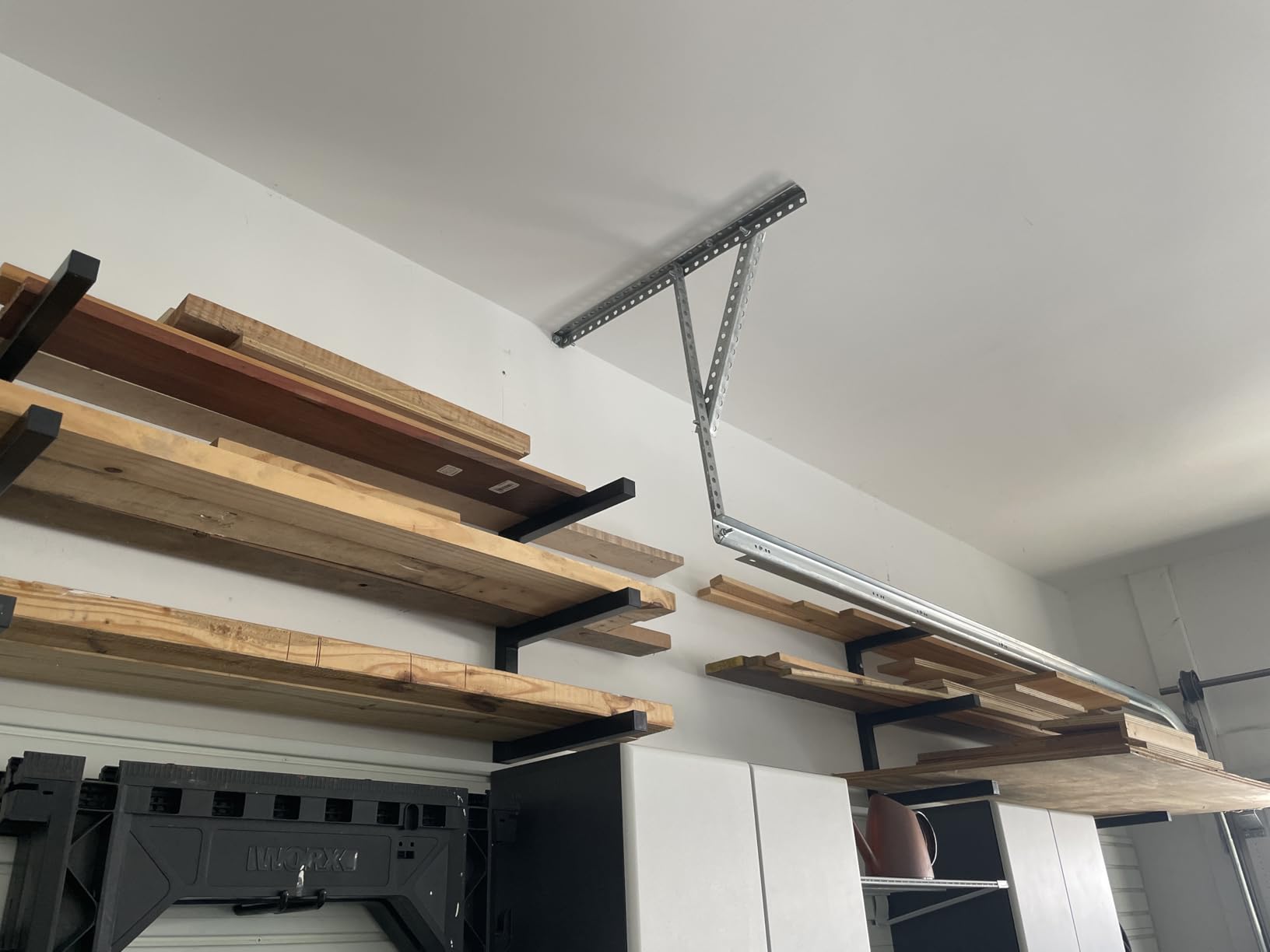 Ultrawall Lumber Storage Rack, Wall Mount Wood Storage Racks | Metal Wood Organizer Racks for Shed, Workshop, Garage, Holds Up 220 LBS Per Level (Pack of 4, Orange) customer photo 1
