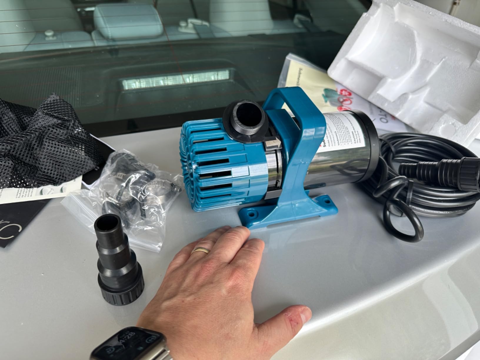 TONGCHANT 1800 GPH Pond Pump for Fish Pond Fountain & Waterfall, 14FT Lift | 100W submersible fountain water pump with 180° rotatable nozzle, filter bag & 20FT cord, ultra-quiet operation, UL listed customer photo 2