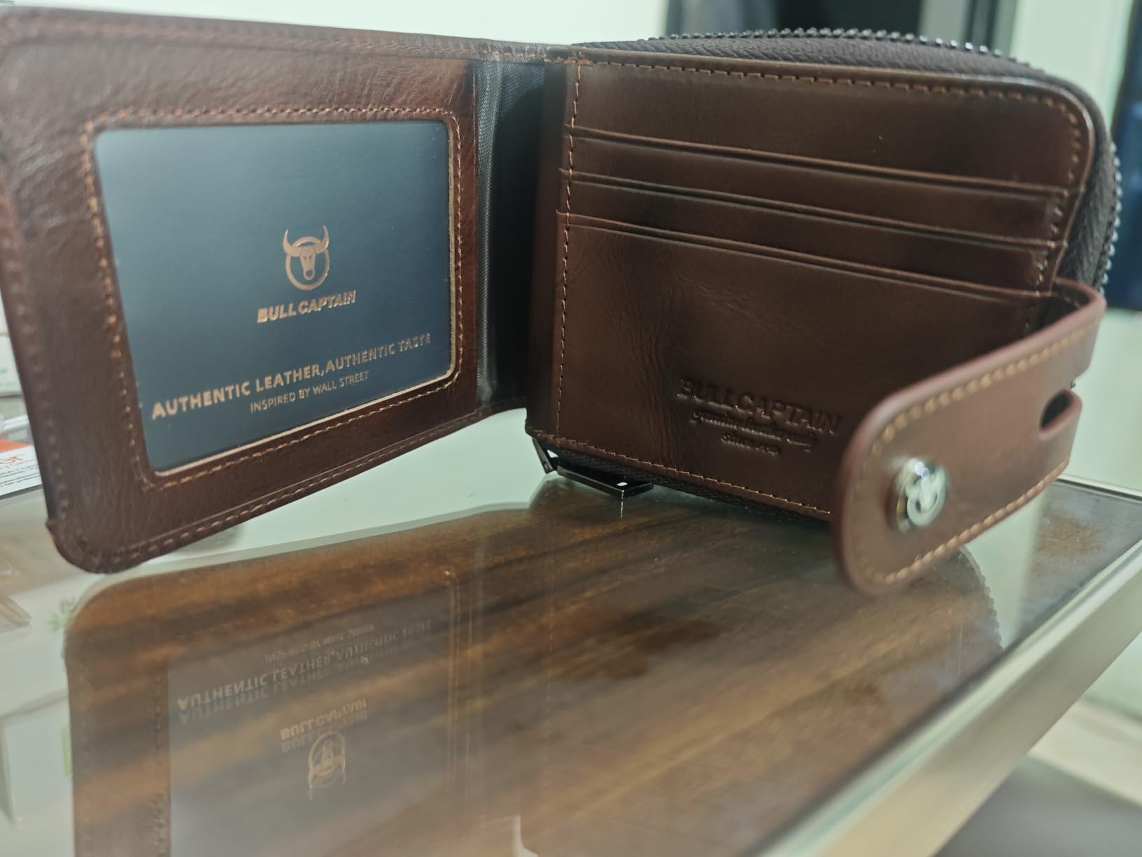Genuine Leather Men's Wallet with Zipper T23 (Coffee) customer photo 2
