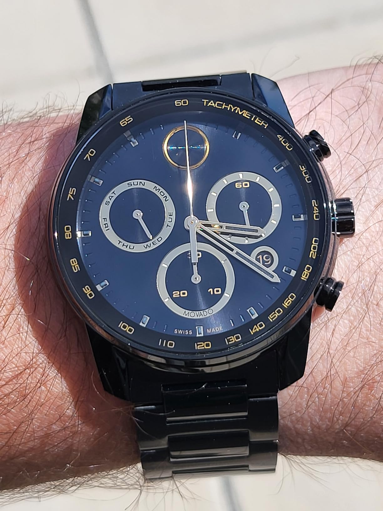 Movado Bold Verso Men's Sport Watch - Swiss Quartz Chronograph Movement, Stainless Steel Link Bracelet - 5 ATM Water Resistance - Luxury Fashion Timepiece for Him - 44mm customer photo 2