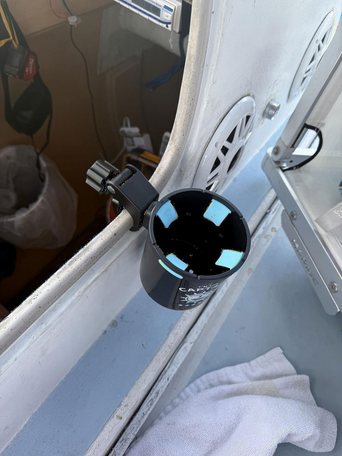 Marine Boat Rail Cup Holder, No Drilling Install On Bimini Top Conver Rail Or Pole, Grip Rail, Grab Bar, Boat Gifts for Boat Lover, Cup Holder for PWC, Jet Ski, Seadoo customer photo 2