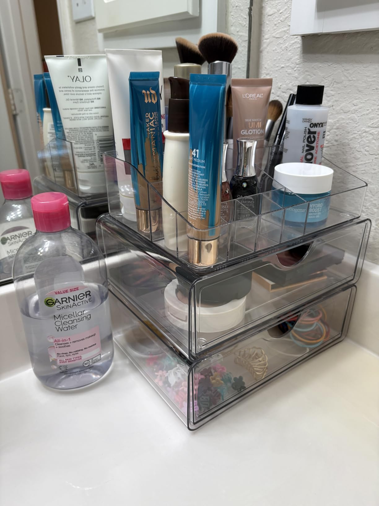 Vtopmart 3 Tier Clear Makeup Organizer with 2 Drawers customer photo 2