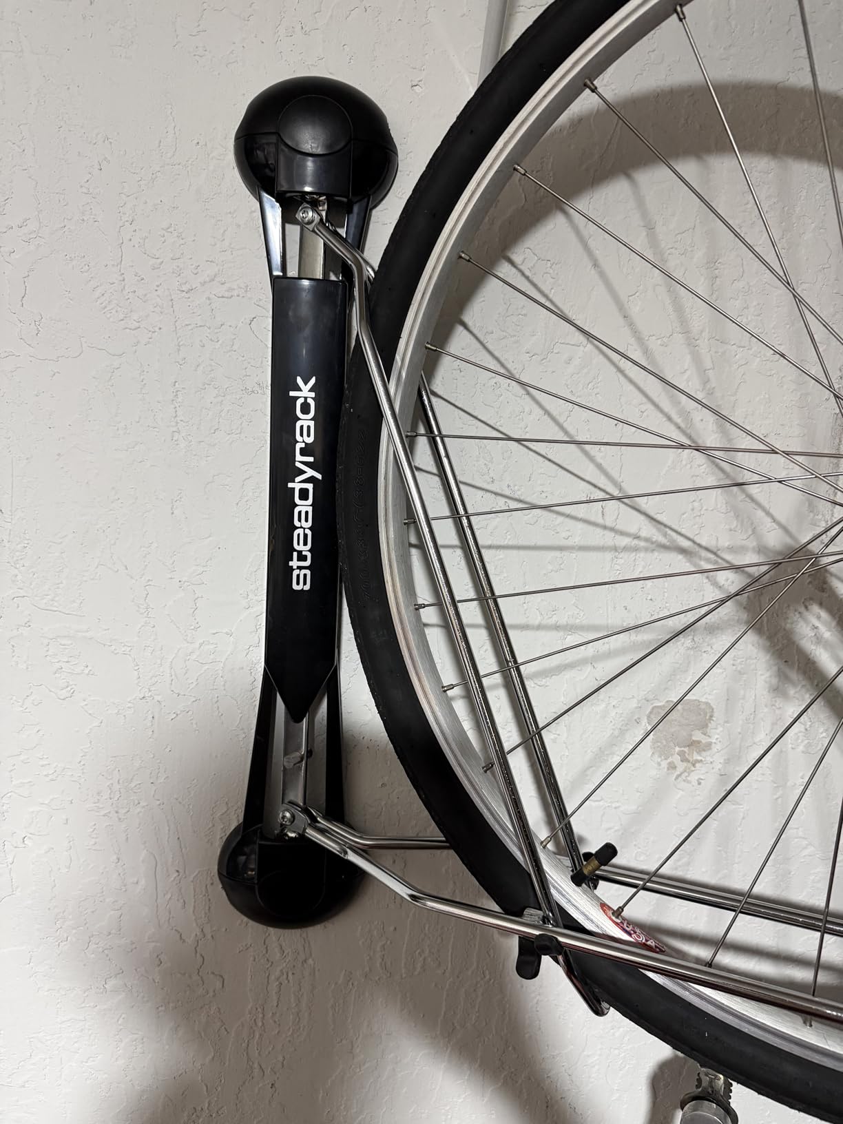 Steadyrack Swivel Bike Wall Mount, Vertical Mountain Bike Rack, Garage | Fits 24 to 29 in wheels and 2.1 to 2.8 in tires. Roll-in, no lift, holds mountain and gravel bikes to 77 lb. customer photo 1