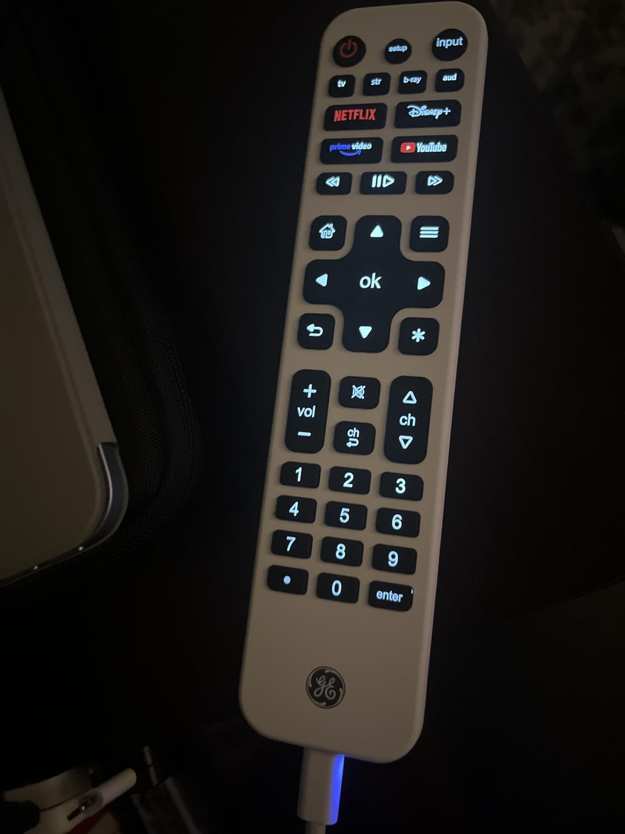 GE Rechargeable TV Remote Control, Universal Remote Control, Backlit | Samsung TV Remote Control Replacement for Smart TVs, Apple TV, Sony, Roku Replacement Remote, LG TV, 4-Device customer photo 1