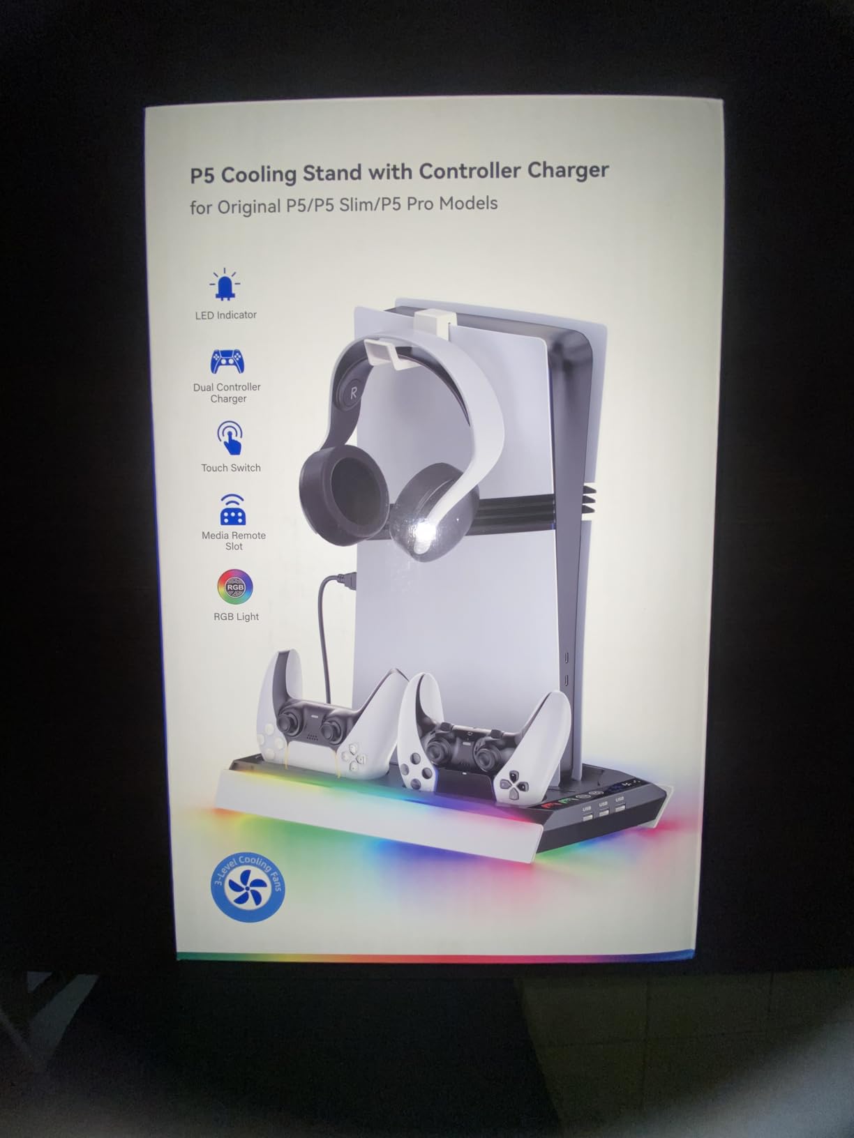 Tokluck PS5/Slim/Pro Cooling Station with Auto Turbofan & 3-Level Speed, PS5 Vertical Stand Cooling Fan Station with Controller Charger customer photo 2