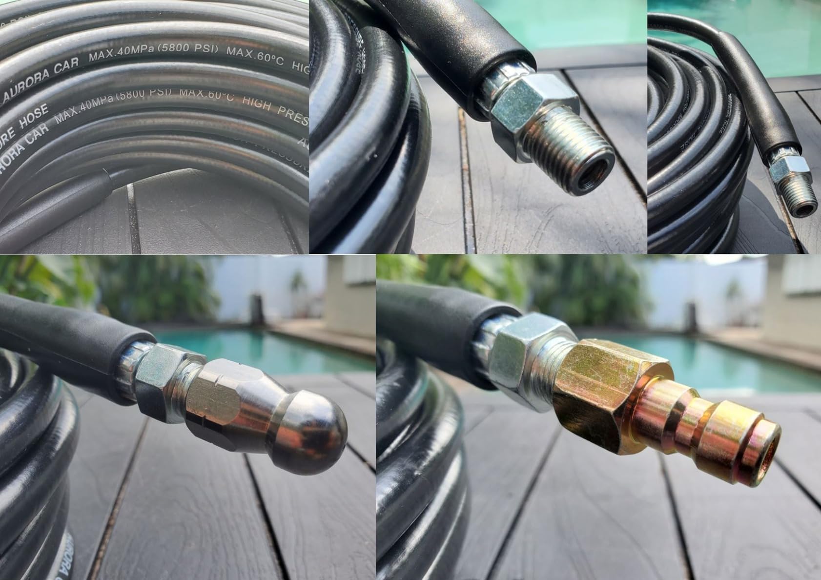 AURORA CAR Sewer Jetter Kit for Pressure Washer 30 FT, 1/4 Inch NPT 5800PSI | Drain Cleaner Hose, Rotating and Button Nose Sewer Jetting Nozzle Kit Waterproof Tape Pearl Corsage Pin and Spanners customer photo 2
