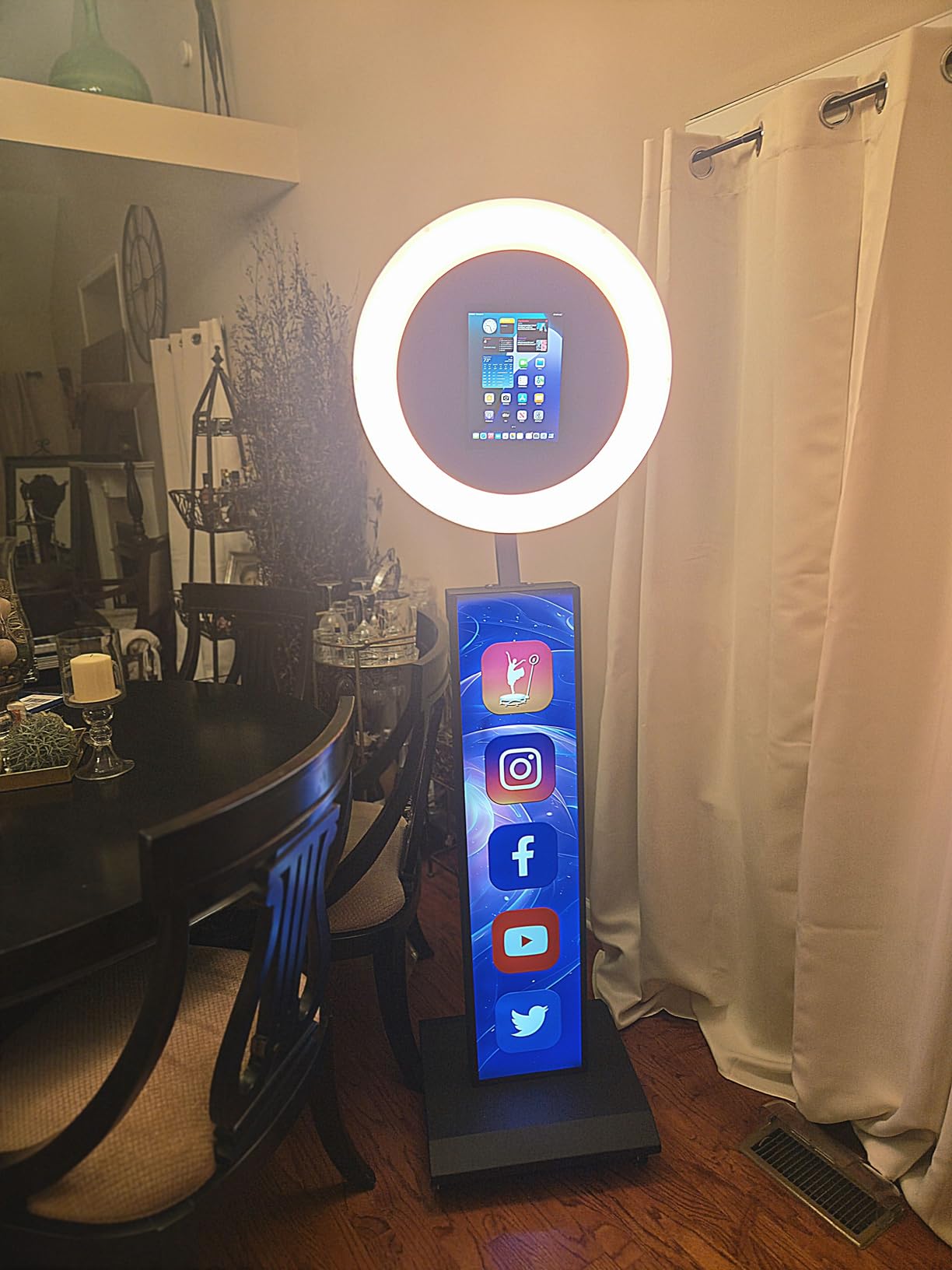 JIYANG Portable Photo Booth Compatible with Any iPad, Photo Booth Stand Shell with ChackTok PhotoBooth VIP 2 Month Member and Flight Case, Free Custom Logo, Perfect for Parties, Wedding and Events (White) customer photo 2