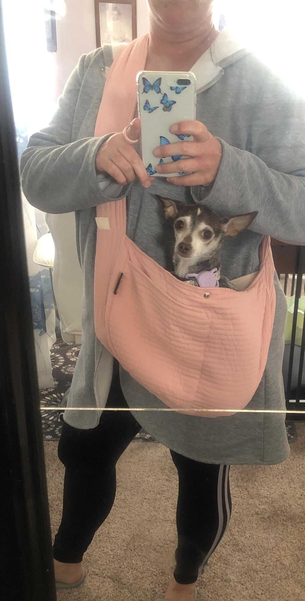 NATUYA Small Dog Cat Carrier Sling, Adjustable Canvas Pet Puppy Pouch, White customer photo 1
