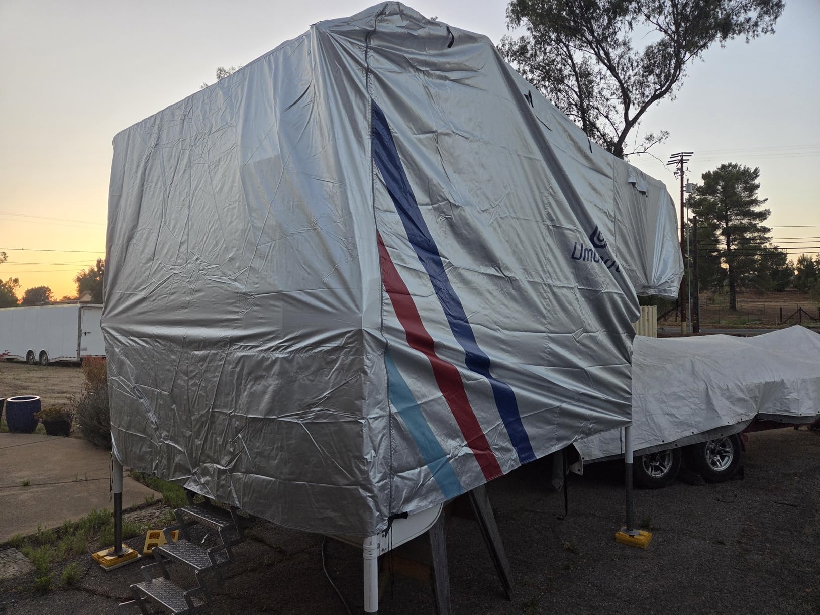 Umbrauto Travel Trailer RV Cover 24' ~ 27' – Upgraded 9-Layers Top Camper Cover, Waterproof & Windproof Heavy Duty Toy Hauler RV Cover for Winter Snow with Tongue Jack Cover, Gutter Covers customer photo 2