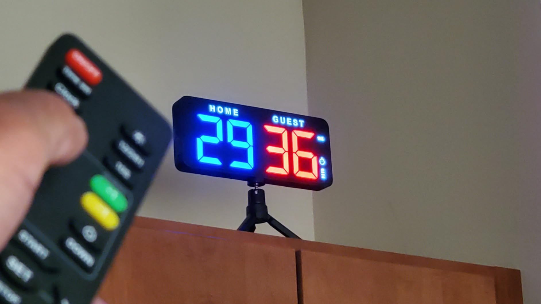 ANJANK 11'' Large Digital LED Scoreboard Electronic Score Keeper Clock, Countdown/up, with Powerful Battery, 4 Mounting Options, for Corn Hole/Ping Pong/Basketball Sports, Gym, Indoor & Outdoor Games customer photo 2