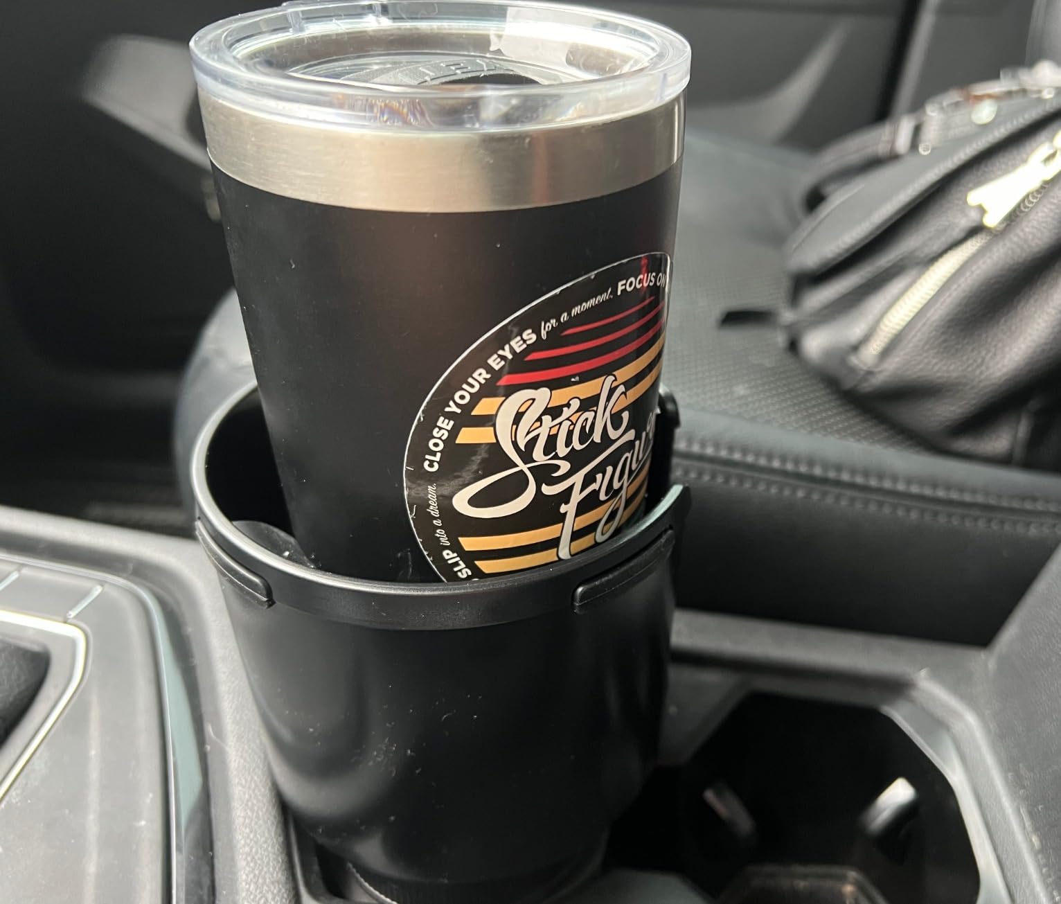 Quick-Install Car Cup Holder Expander, Space-Saving Cup Holder for Car with Offset Design, Non-Slip Large Water Bottle Holder Expander, Compatible with Owala, Stanley, Yeti Cups (24oz to 64oz) customer photo 1