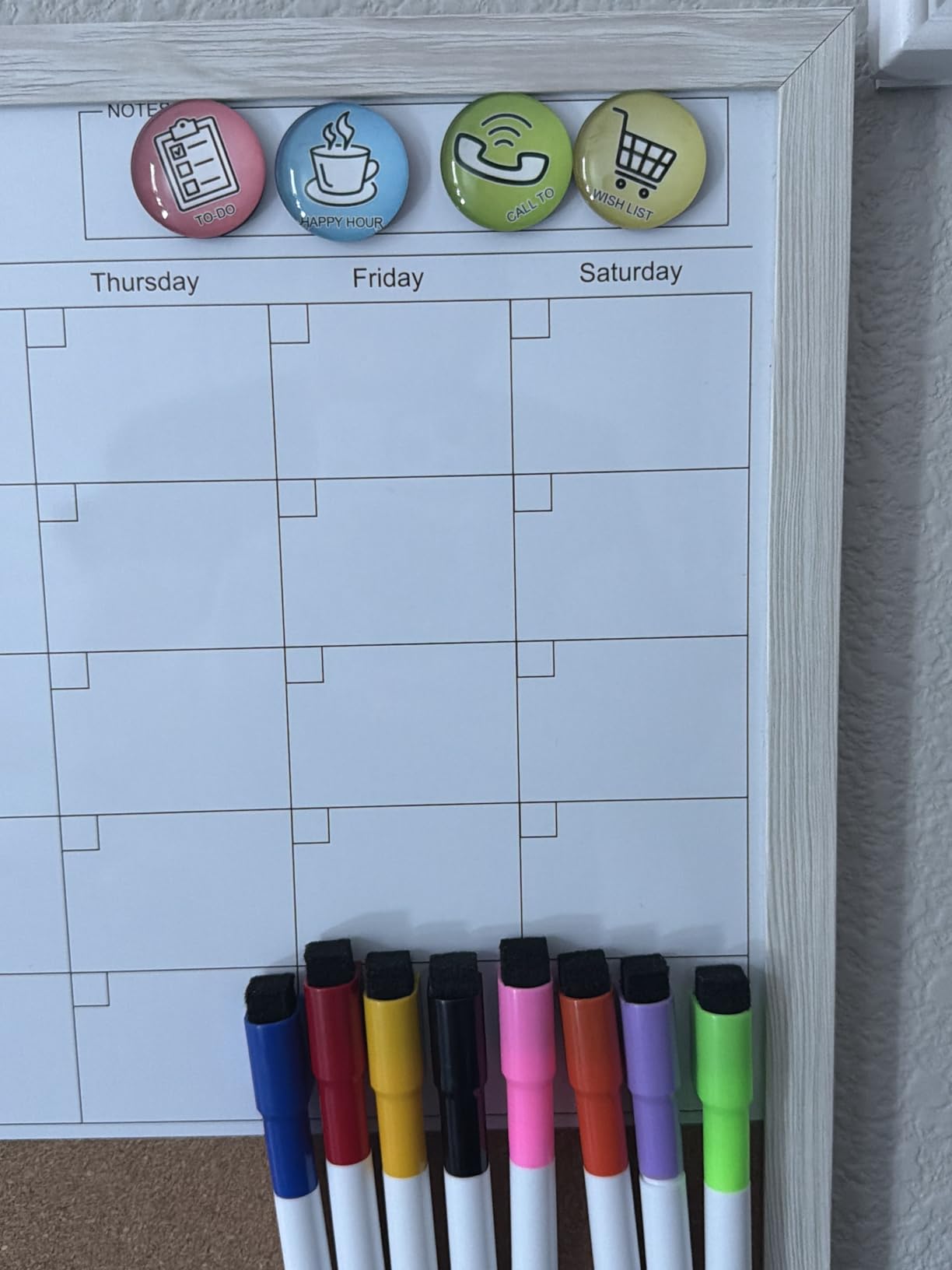 Tankee Dry Erase Calendar for Wall, 17x13 Hanging Whiteboard Calendar | Magnetic, With Cork Board, Hangable, Wooden Frame, Ideal for Dorm Room, Office, Kitchen, Bedroom, Home, School, Classroom customer photo 2