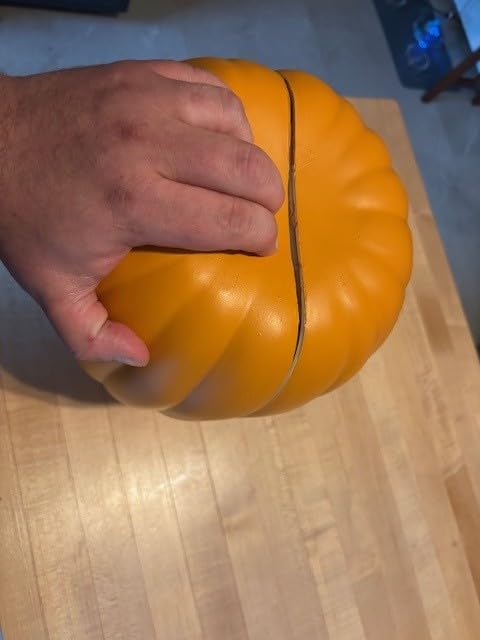 Seenelling 3 Pcs 5.5 x 5.1'' Carvable Pumpkin Artificial Hollow Foam Pumpkin Crafts Fake Pumpkin Decor Halloween Fall Wedding Thanksgiving Decorations for Home Tabletop Porch (Orange) customer photo 1