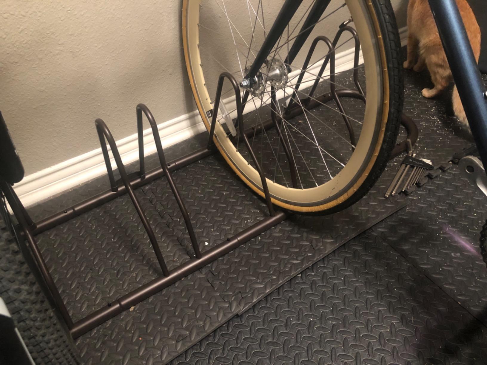 Simple Houseware 5-Bike Adjustable Floor Storage Rack for Garage, Black | Bicycle Parking Stand Organizer for Road and Kids Bikes customer photo 2