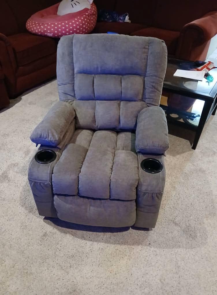 BOSMILLER Kids Recliner Chair, Push Back Toddler Recliner with Cup Holders & Side Pockets, Adjustable Footrest & Headrest Kids Sofa for Boys Girls 3+ Age Group customer photo 1