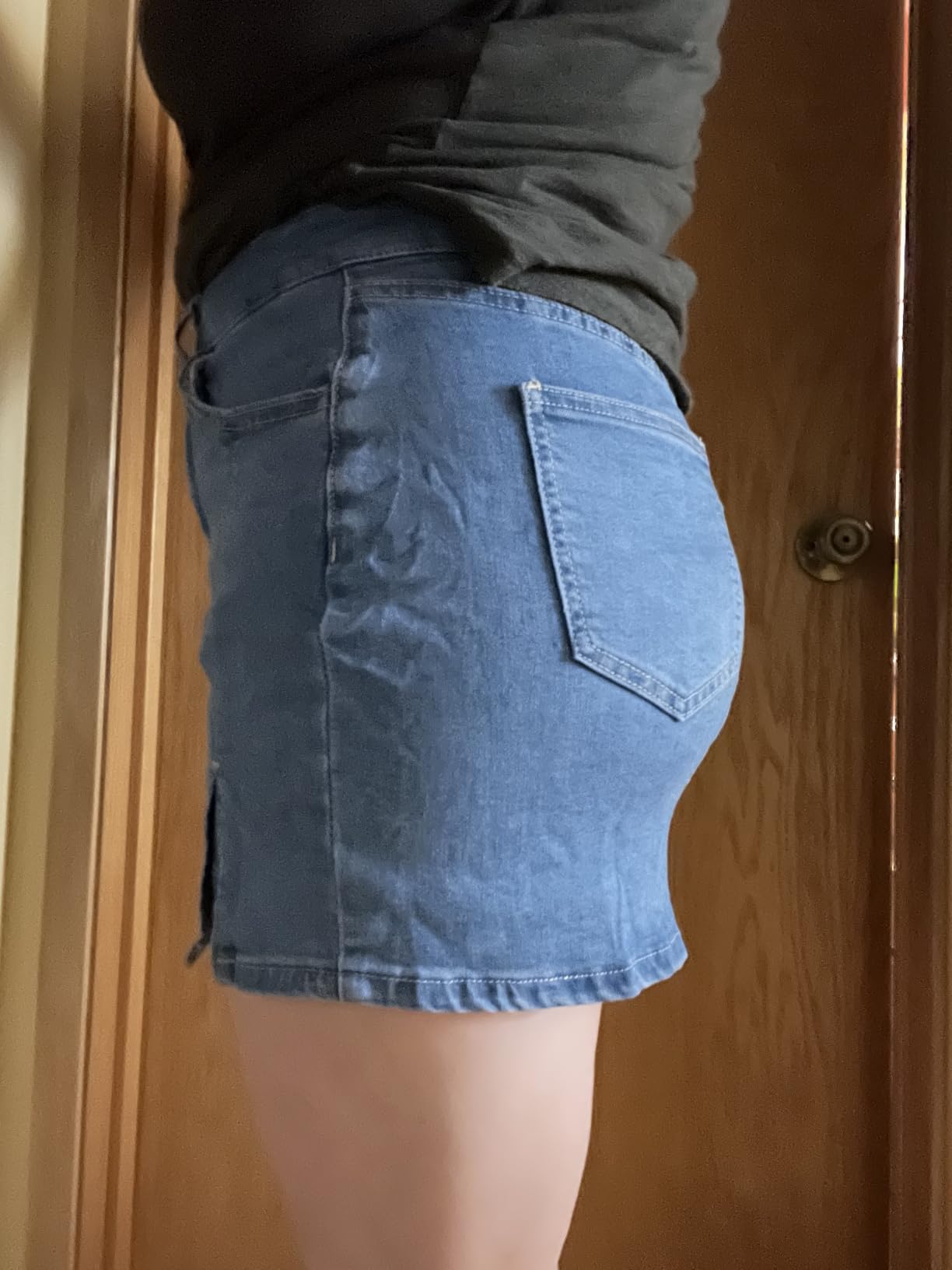 Vetinee Jean Skorts for Woman High Waisted Trendy Slit Y2K Shorts Skirts | Stretchy Denim Skirt with Shorts Underneath, 5 Functional Pockets, Casual Summer Skort, Country Concert Outfits for Women customer photo 2