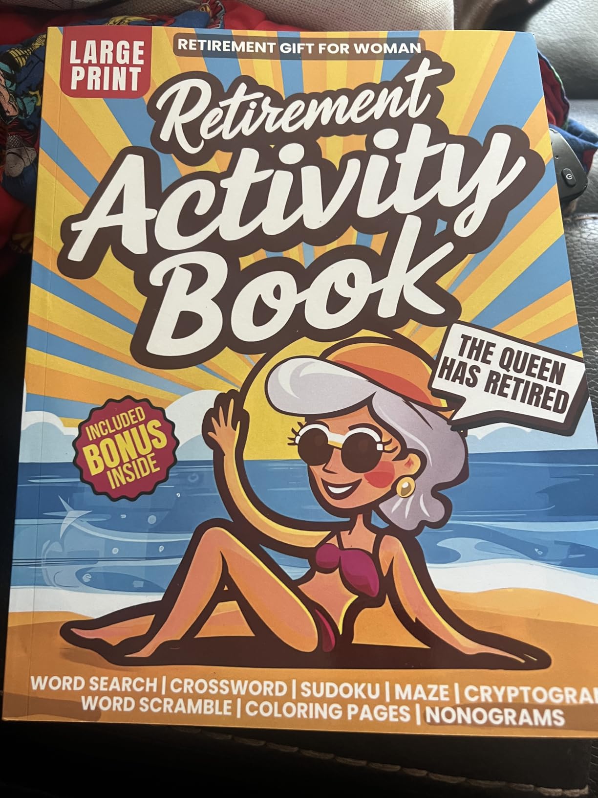 Retirement Gift For Woman: Funny Activity Book with 200+ Cool Puzzles and Ideas for Fun Things to do | Word Search, Stained Glass Coloring Pages, Nonogram, Scramble (Nostalgia For Seniors) customer photo 2