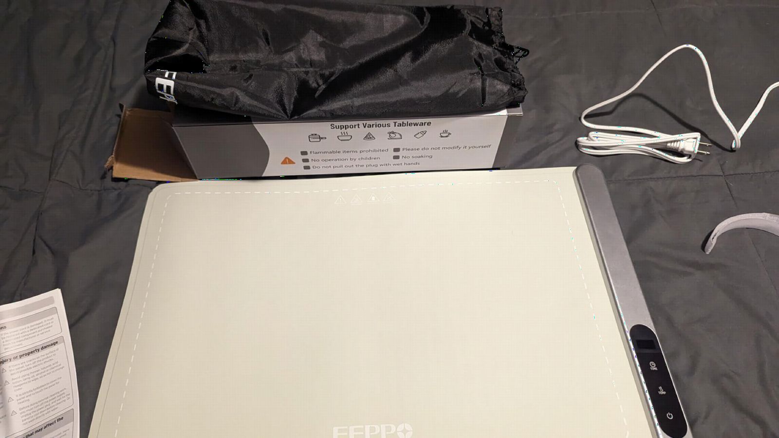 FEPPO Food Warming Mat, Upgrade High-tech Heating System, Fast Full Surface Electric Warming Tray with 6 Level Adjustable Temperature and 6 Hours Timer, Roll Up Food Warmers for Parties Buffet customer photo 2