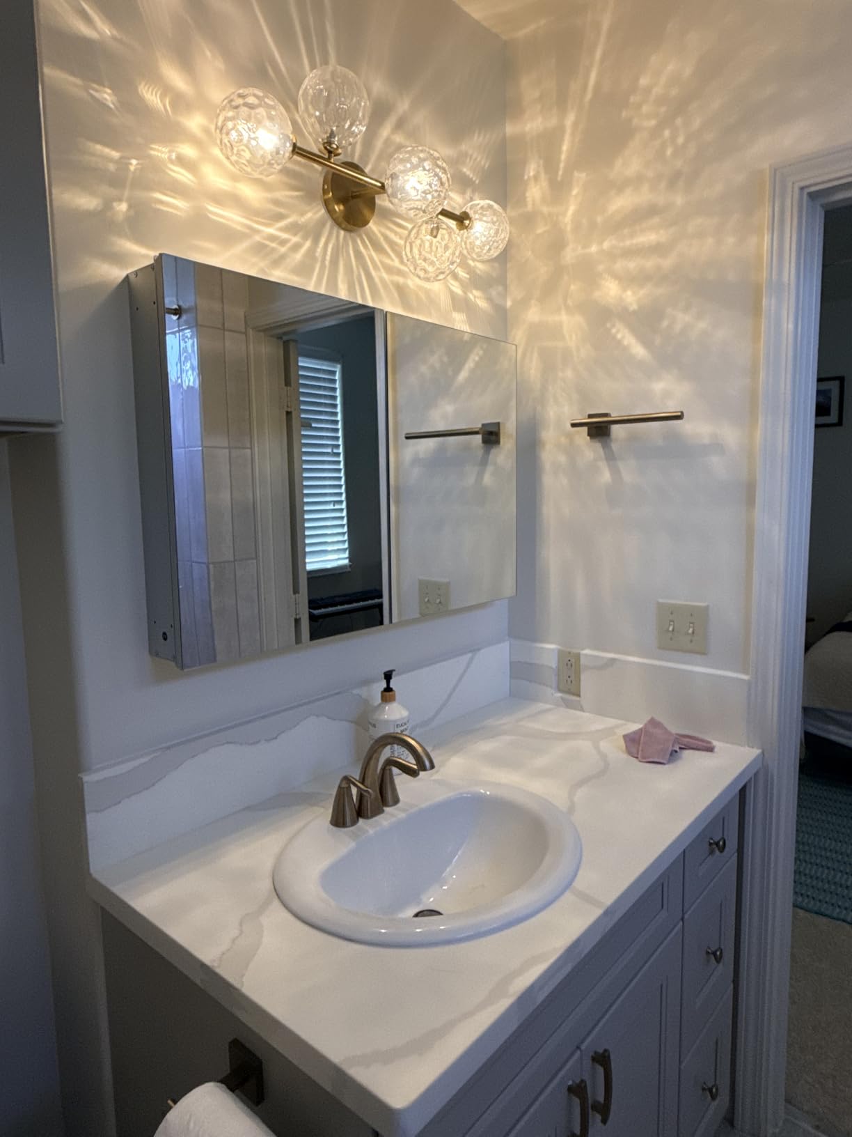 Keonjinn 30 x 26 Inch Bathroom Medicine Cabinet with Mirror, Ample Storage | Assembly Needed, Freely Adjustable Shelves, Tempered Glass, Surface Mount or in Wall, Durable DTC Hinges, Double-door, Silver customer photo 2