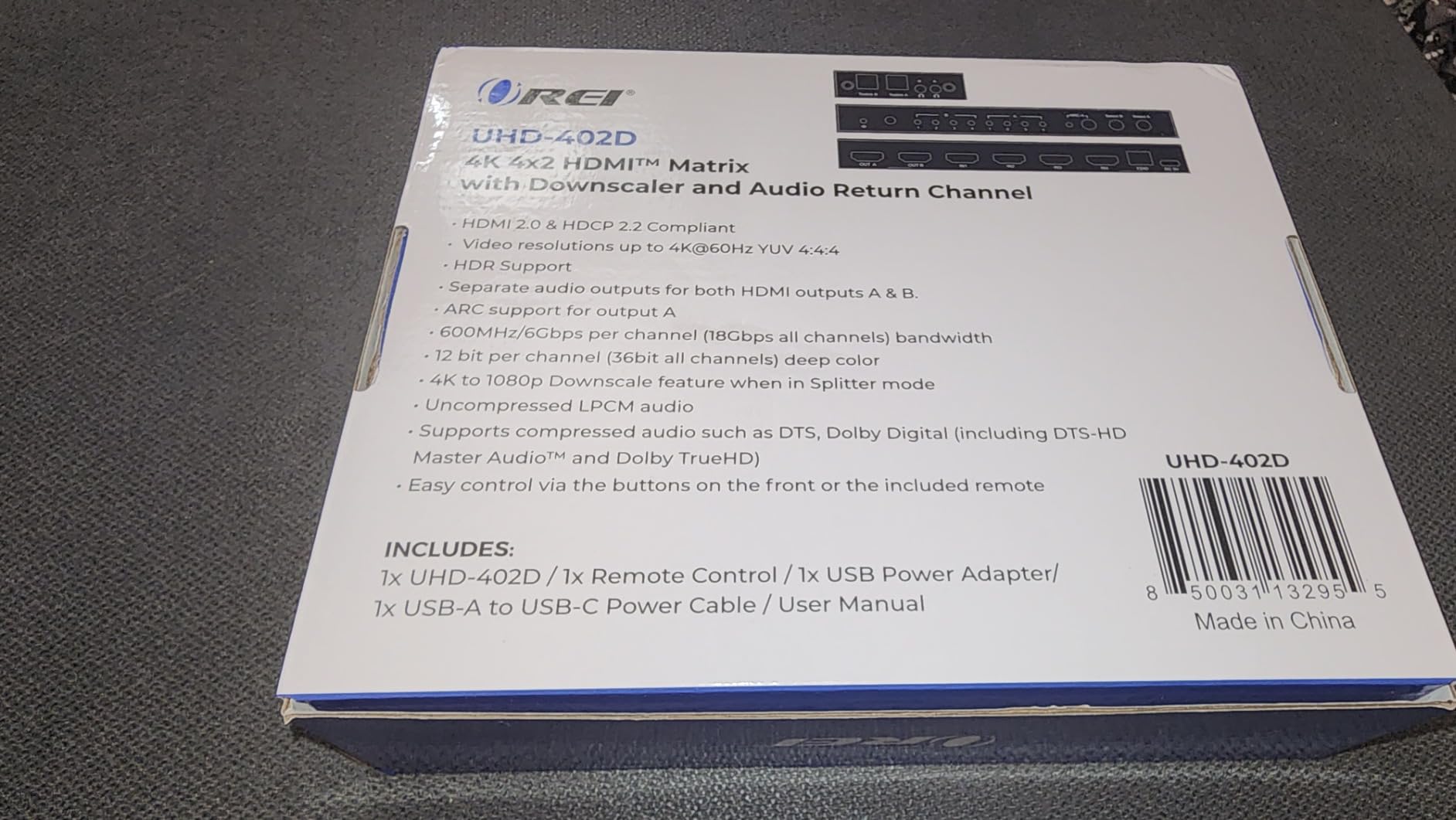 OREI 4K HDMI Matrix Switch 4x2, 18G UltraHD Switcher with ARC, Supports 4K @ 60Hz & 1080P, IR Remote Control - Full Matrix Selection customer photo 1