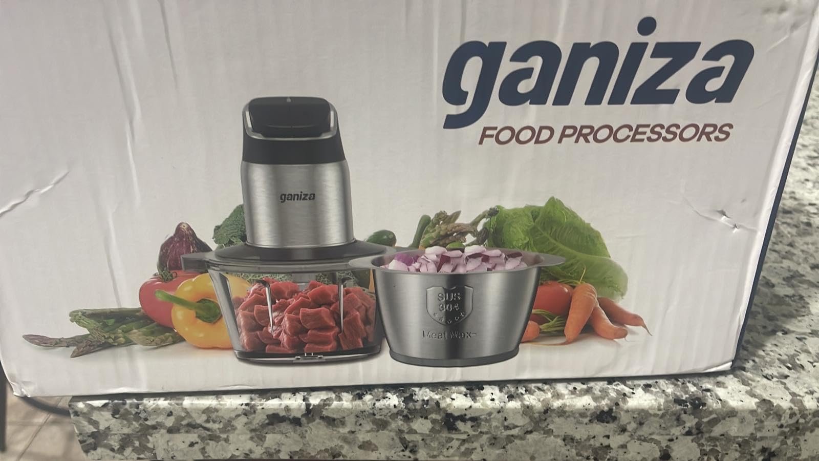 Ganiza Food Processor with Dual Bowls, 2-Speed Food Chopper & Meat Grinder | 8Cup Stainless & 8Cup Glass Bowls, Upgraded Button & Smart Overheat Protection Light - Includes Clean Brush, 2 Sets of Blades customer photo 2