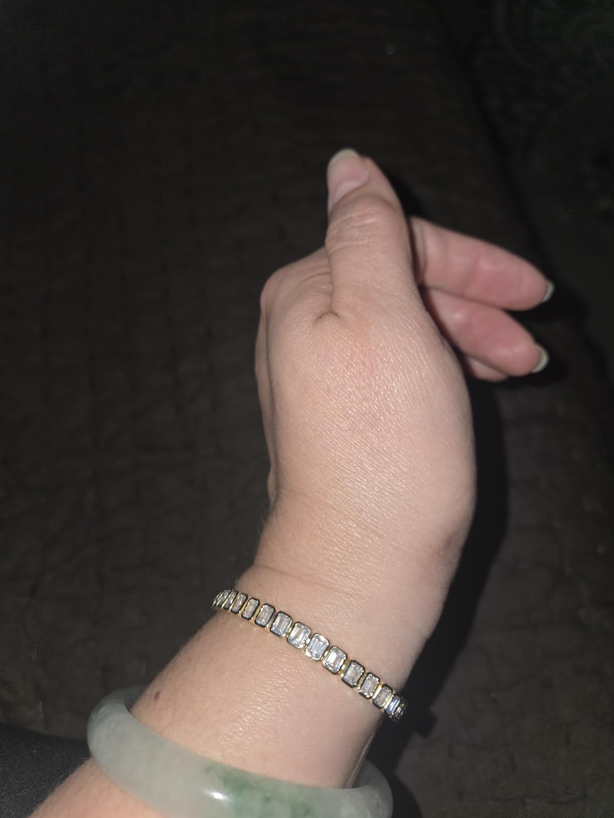 PAVOI 14K Gold Plated Tennis Bracelets for Women, Bezel Set CZ Bracelet customer photo 2